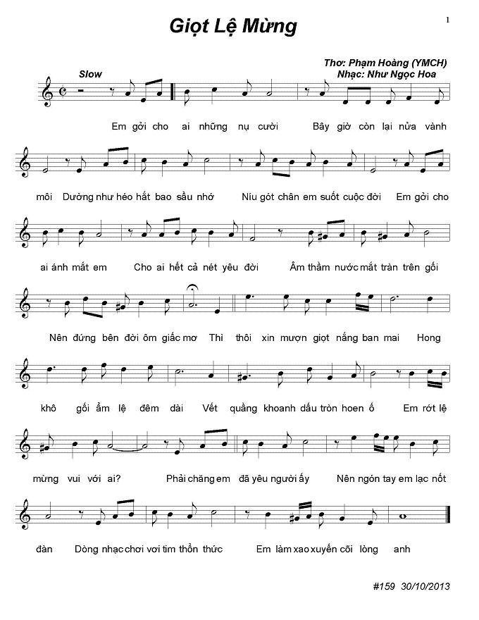 Sheet nhạc Giọt Lệ Mừng